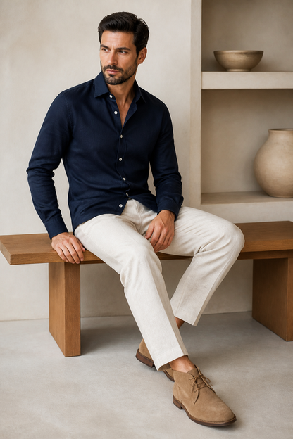 Midnight Navy Premium Linen Shirt