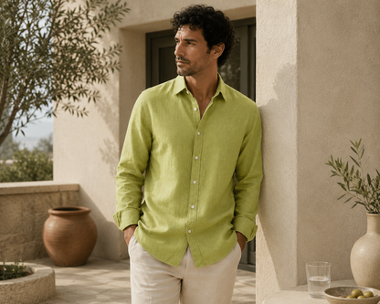 Pistachio Mist Premium Linen Shirt