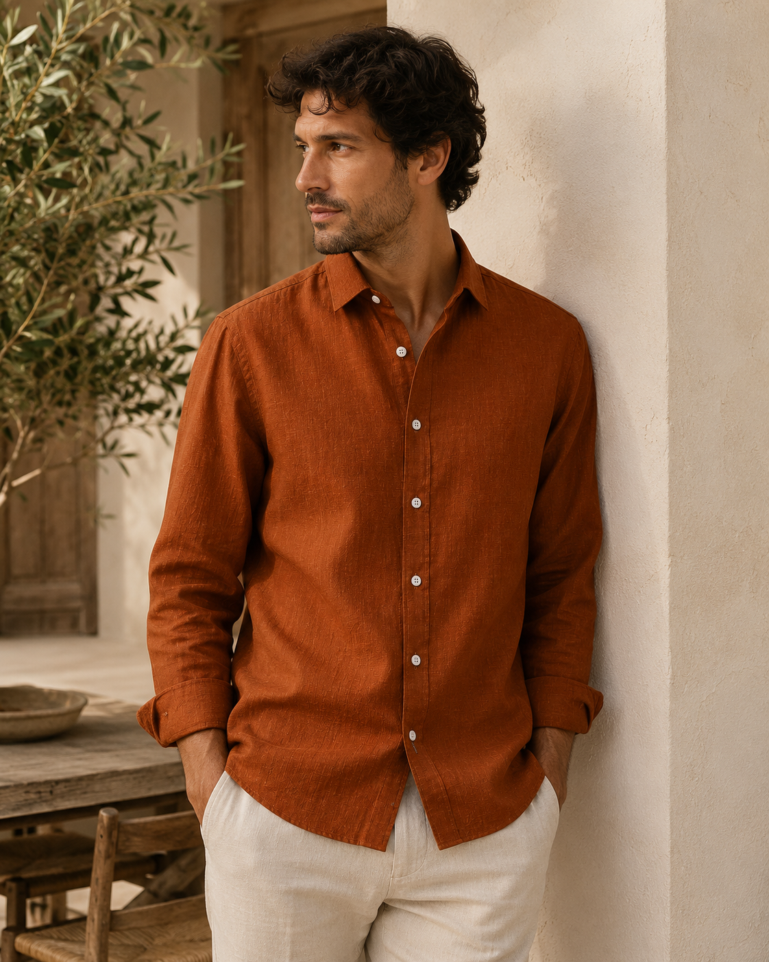 Cinnamon Earth Brown Linen Shirt