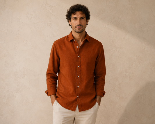 Cinnamon Earth Brown Linen Shirt