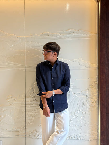 Midnight Navy Premium Linen Shirt