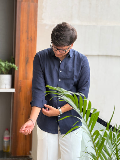 Midnight Navy Premium Linen Shirt