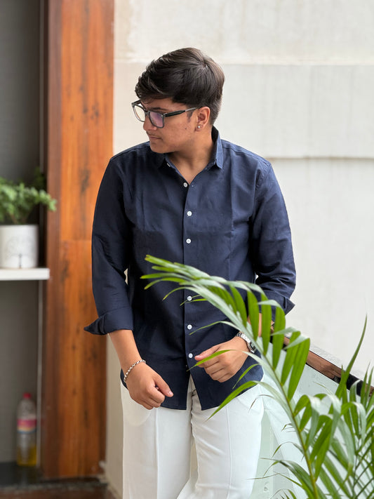 Midnight Navy Premium Linen Shirt