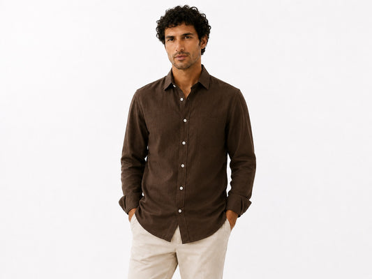 Cinnamon Earth Brown Linen Shirt