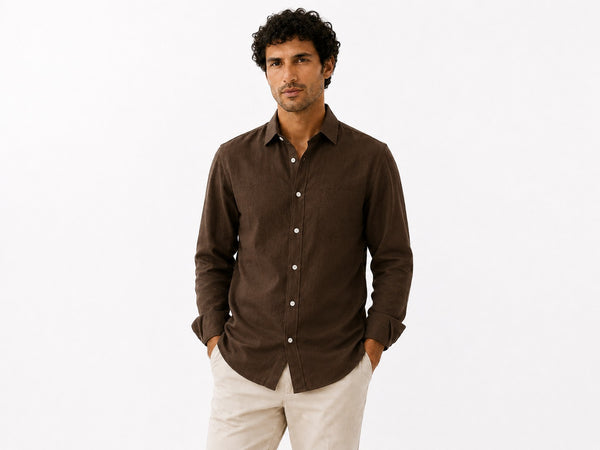 Cinnamon Earth Brown Linen Shirt